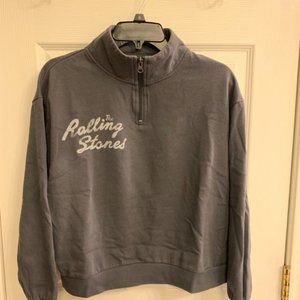 Rolling Stones Pullover Cropped Sweatshirt Mock Zip Neck Women’s Size Large